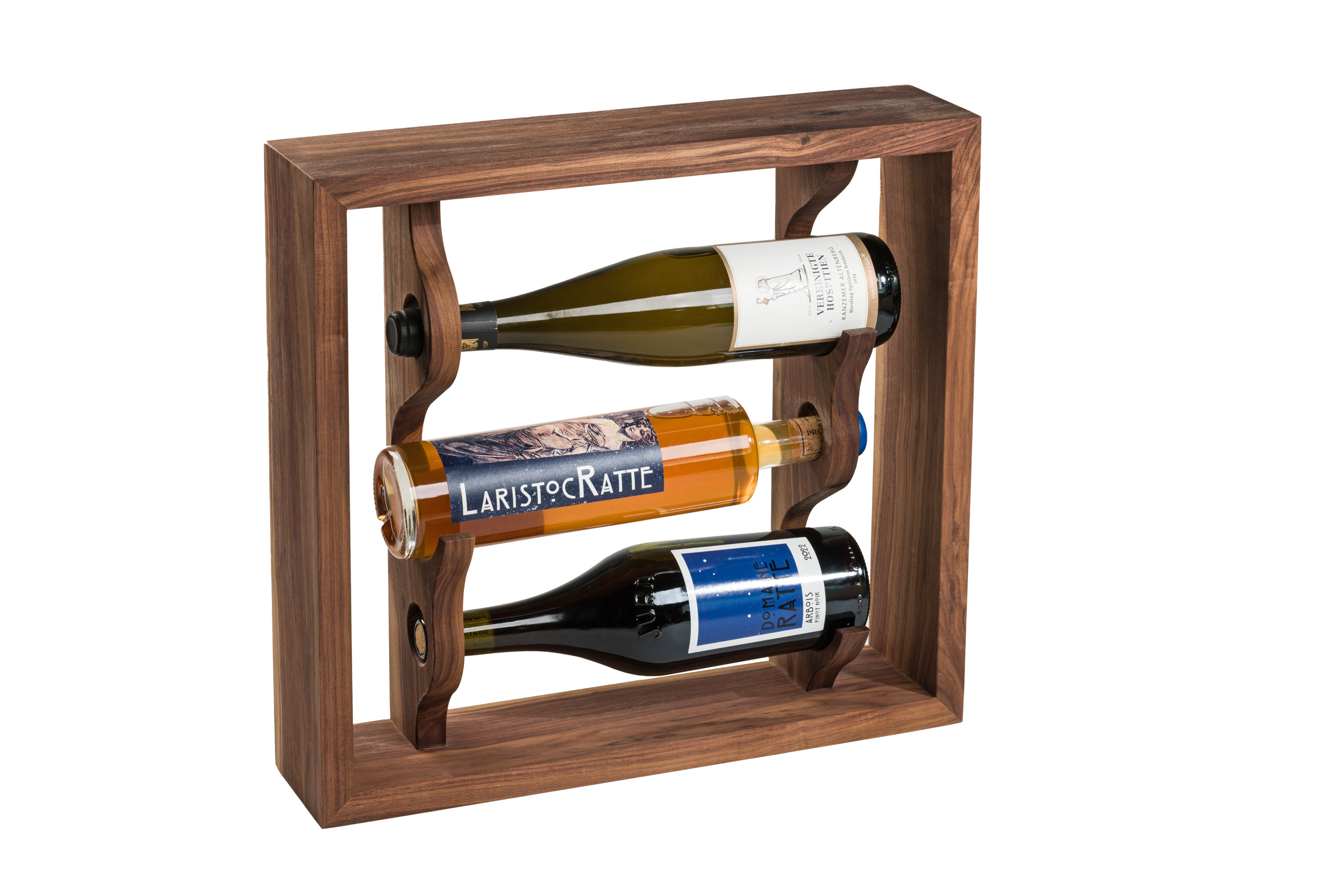 Range bouteilles mural, en noyer