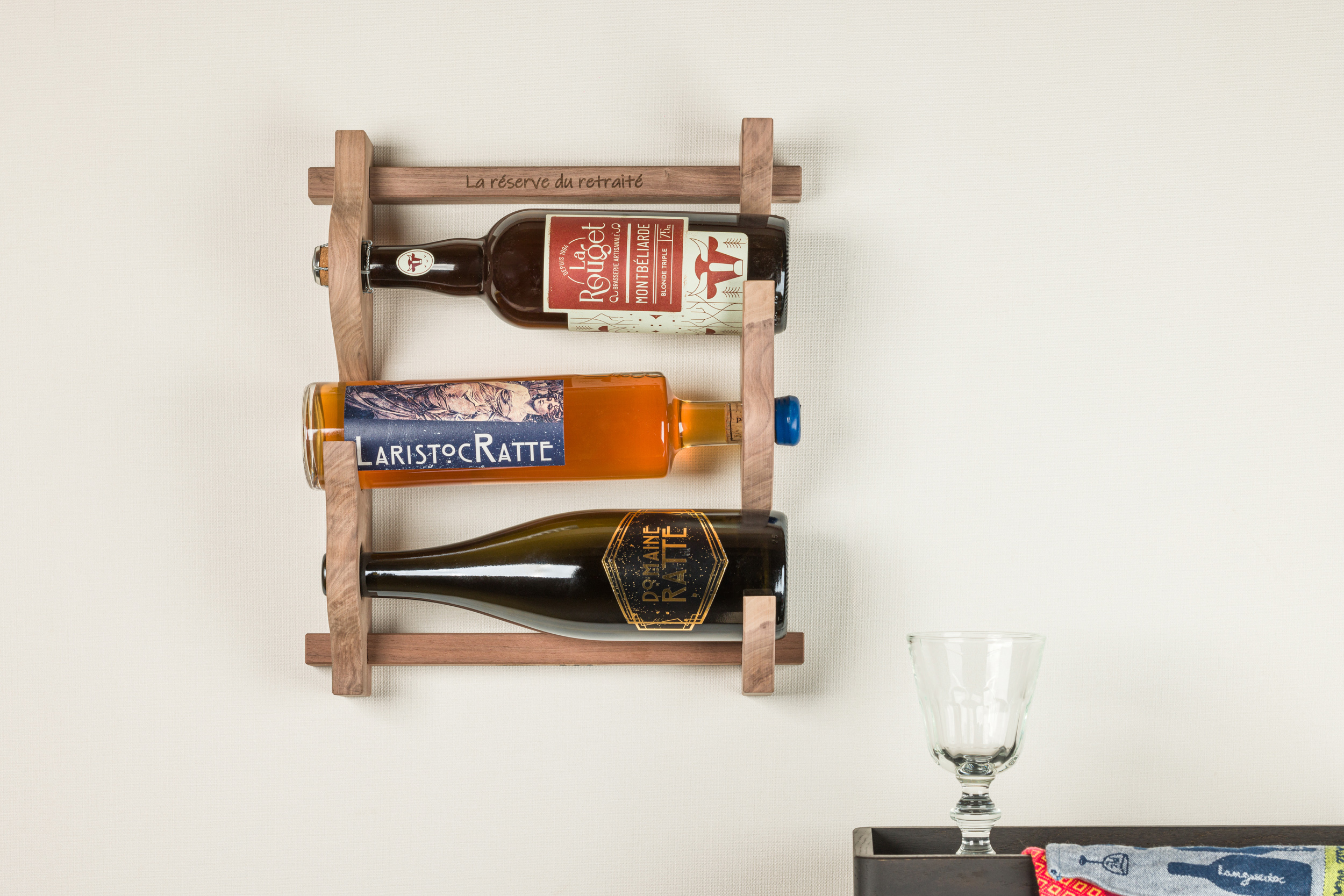 Range bouteille KIT en noyer