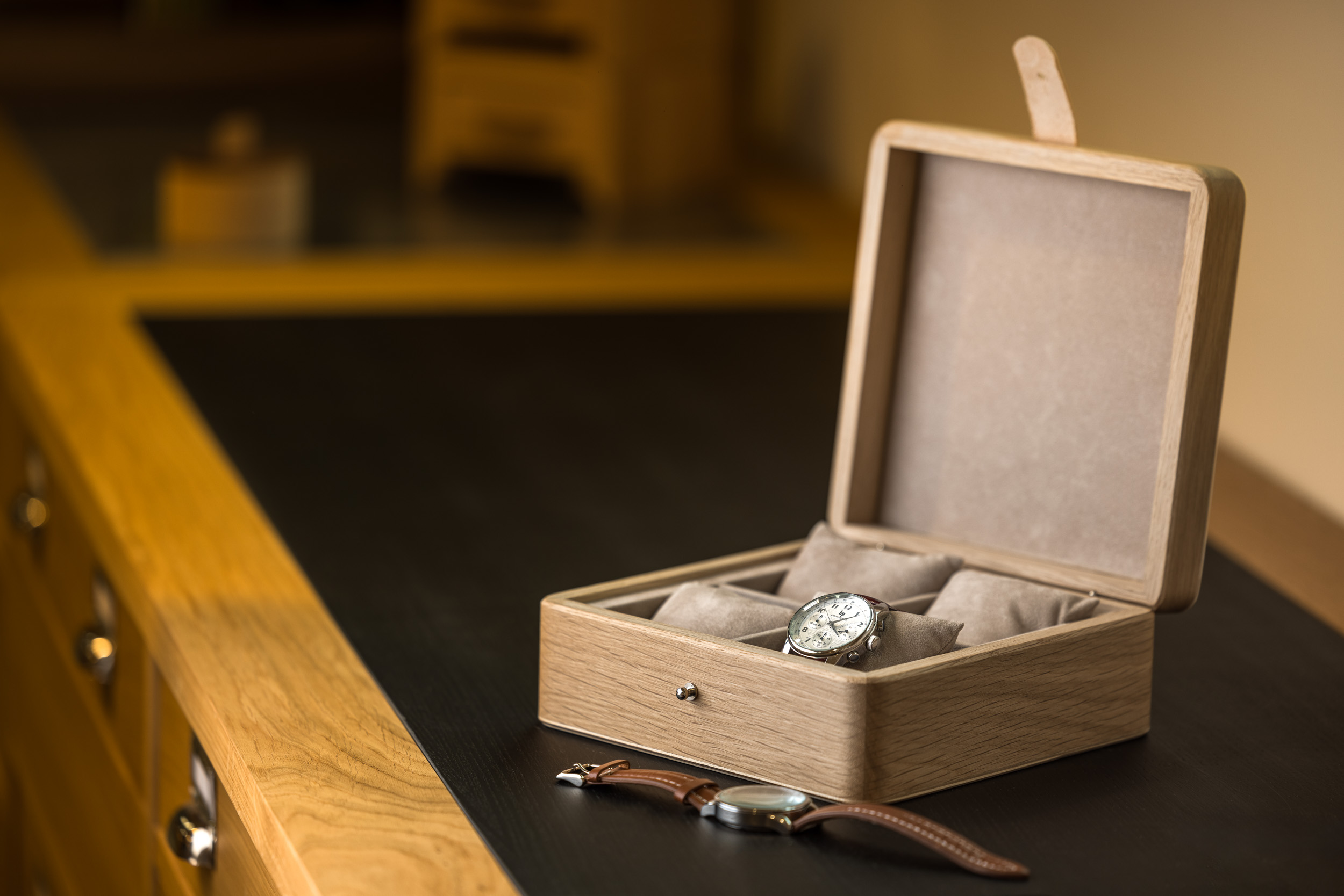 Coffret 4 montres chêne massif